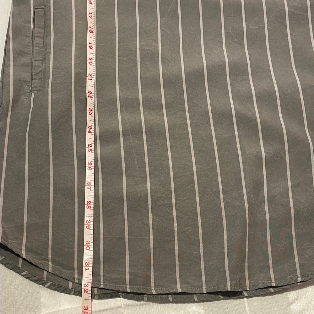 100% Tencel Blue Rain Gray Striped Mini Dress - Picture 10 of 11